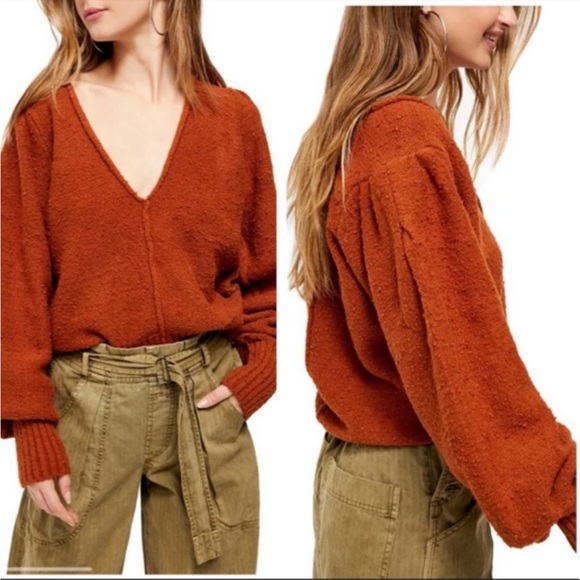 Free People Sweaters - NWT FREE PEOPLE Reverie V-Neck Sweater - Burnt Butter